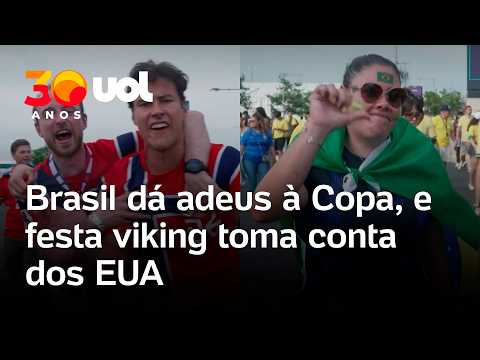Brasileiros lamentam eliminação na Copa do Mundo, enquanto noruegueses fazem festa viking nos EUA