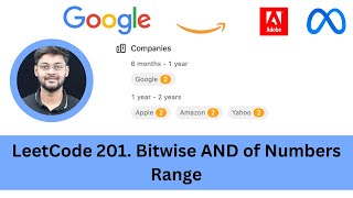 YouTube video 'Solving LeetCode 201 Bitwise AND of Numbers Range | Bit Manipulation | Google | Apple | Amazon'
