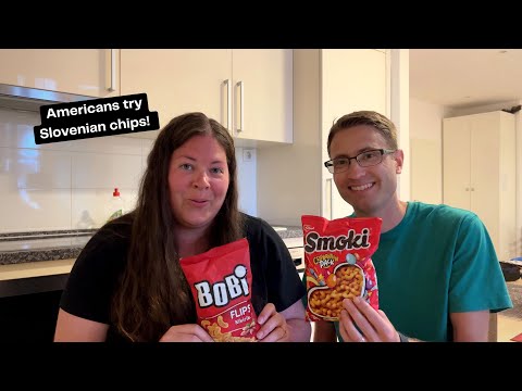 CHIPS AND TRIPS | Americans try SLOVENIAN SNACKS (Peanut Butter Chips?)