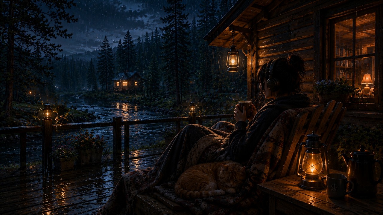 Deep Sleep With Calm 🌧️ Cozy Lofi Beats | Lantern Glow, Forest Rain & Peaceful Night #NightLofi