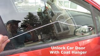 unlock car door with coat hanger