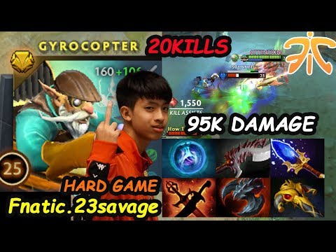 Fnatic 23savage [Gyrocopter] Carry Insane 95K Damage Hard Game Dota 2 7.22 pro Gameplay
