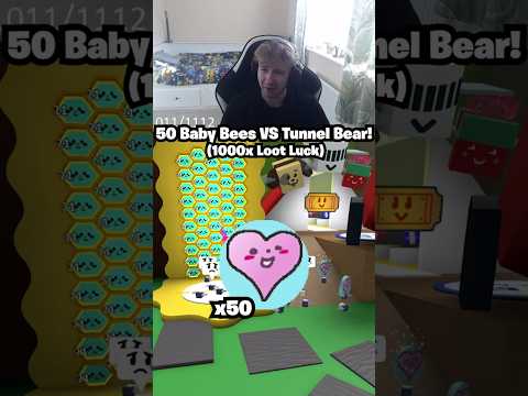 50 Baby Bees VS Tunnel Bear! (1000x Loot Luck Scammed Me?) (Bee Swarm Simulator Main Game Not Test)