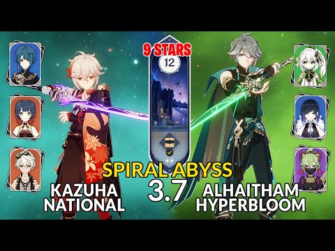 New 3.7 Spiral Abyss│Kazuha National & Alhaitham Hyperbloom |Floor 12 - 9 Stars| Genshin Impact