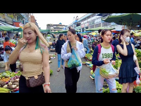 Walking In Vegetable Market of Cambodia & See The Lifestyle Vendor | Mak Mak Market