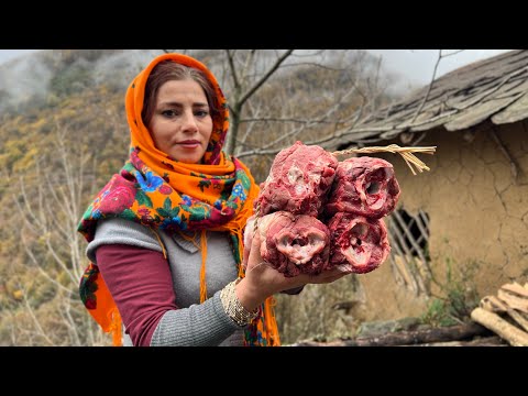 Tender Lamb Neck Stew Recipe Cooked with Fresh Vegies & Rice in Village Kitchen