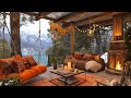 Cozy Porch Ambience with Slow Piano Jazz - Gentle Rain Sounds and Fireplace for Relaxation -Live24/7