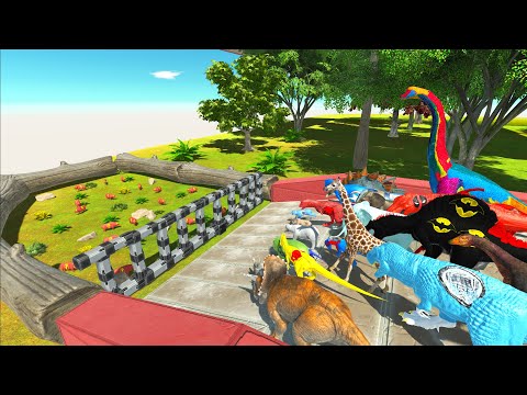 SUPER POWER SPEED RACE SUPERHEROS DINOSAURS VS ANIMALS - RESCUE PIG | Animal Revolt Battle Simulator