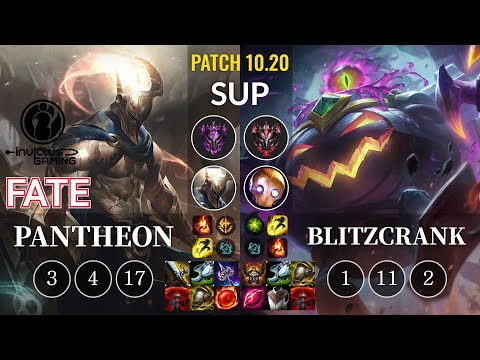 IG Fate Pantheon vs Blitzcrank Sup - KR Patch 10.20