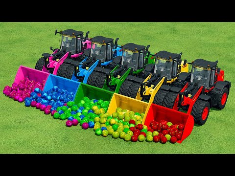 LOAD AND TRANSPORT BOWLING BALLS WITH NEW HOLLAND WHEEL LOADER - Farming Simulator 22