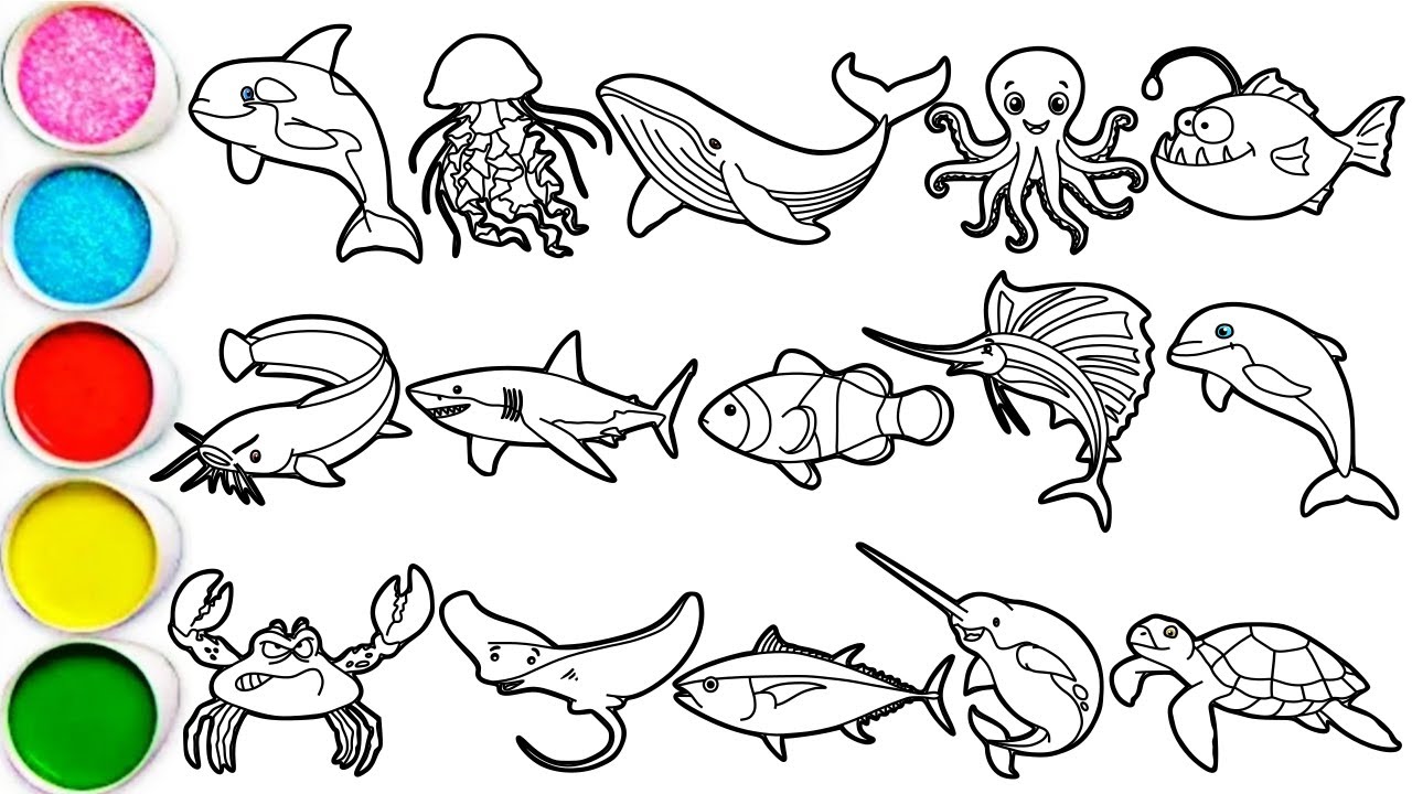 Draw Amazing Sea Animals in 20 Minutes - Orca, Jellyfish, Whale, Octopus, Anglerfish, Shark & others