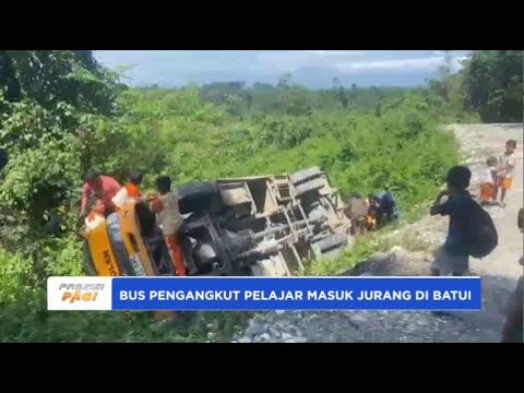 LAKA LANTAS BUS BAWA PELAJAR TK MASUK JURANG DI BATUI