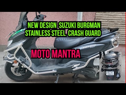 Suzuki Burgman stainless steel Crash Guard with SLIDER | Burgman Silver CRASH GUARD | #motomantra