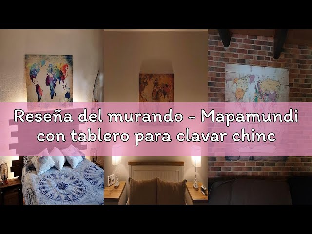 Vídeo relacionado con murando - Mapamundi con tablero para clavar chinchetas 120x80 cm - Cuadro en Lienzo sintético - 1 parte - Panel de Fibra - Mapa del Mundo Continente - viajes geografia Vintage k-C-0077-v-a