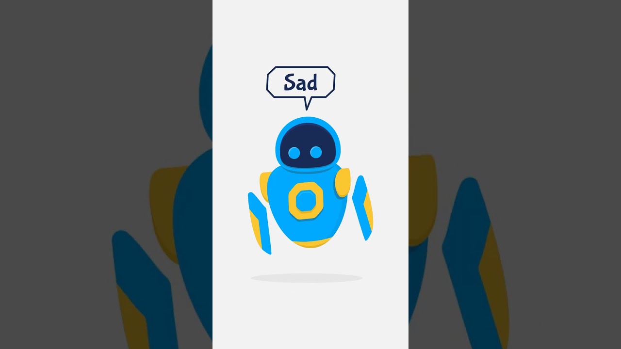 Cute sad robot vector illustration