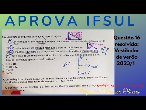 Aprova IFsul - Resolução da questão 16 do vestibular de verão 2023/1: Classificação dos triângulos