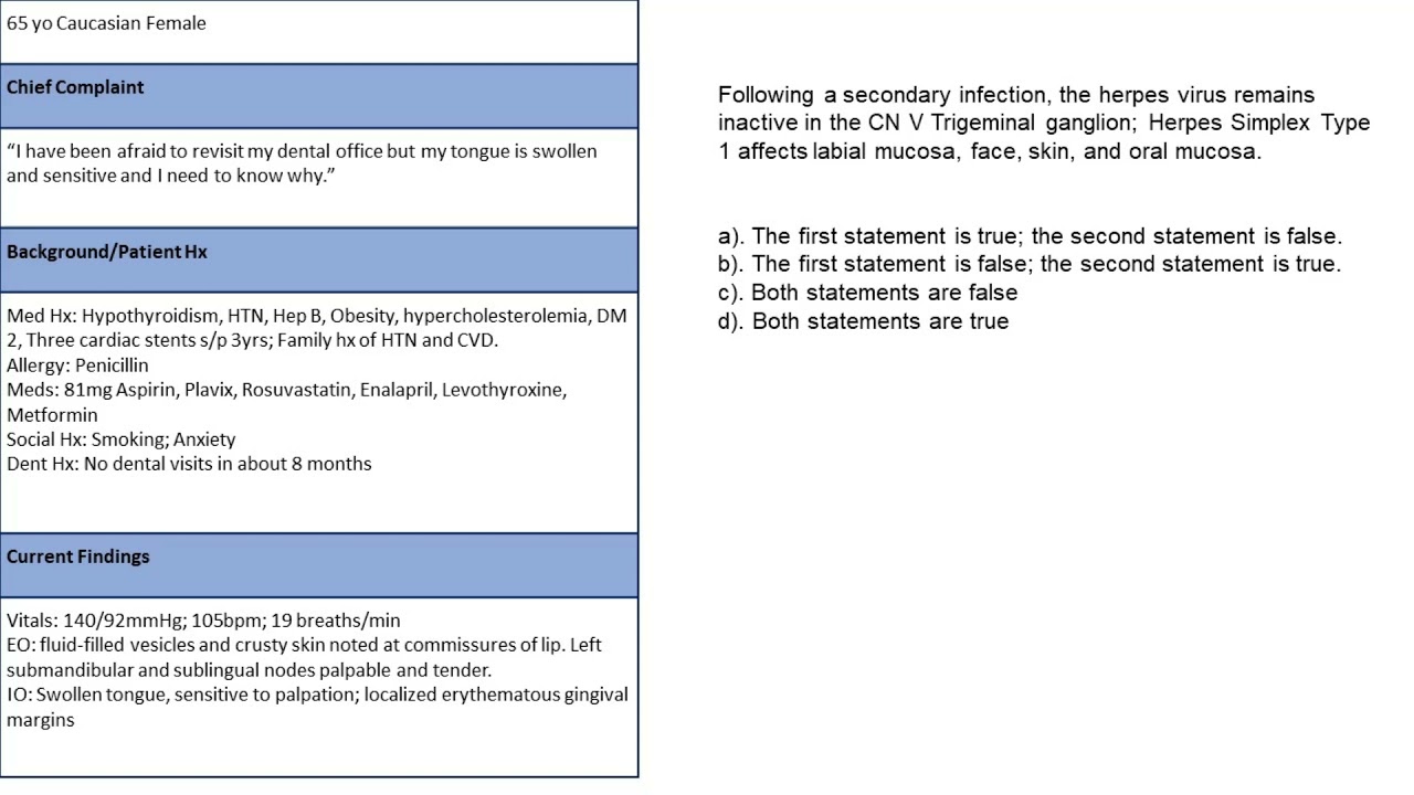 INBDE remembered questions Oral Pathology
