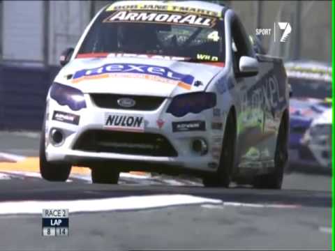 Cameron Wilson and Jake McNally flying over the chicane in Race 2