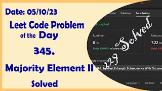 YouTube video '229 || Majority Element II || C++ || Leetcode Daily Challenge'