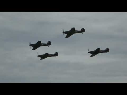 Hurricane Formation 4 x Hawker Hurricane Display at the Duxford BOB Display 2024 #warbirds #duxford