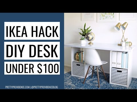 Part of a video titled Super Easy IKEA Hack DIY Desk - YouTube