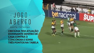 Criciúma tem atuação dominante dentro de casa contra o concórdia e soma três pontos na tabela