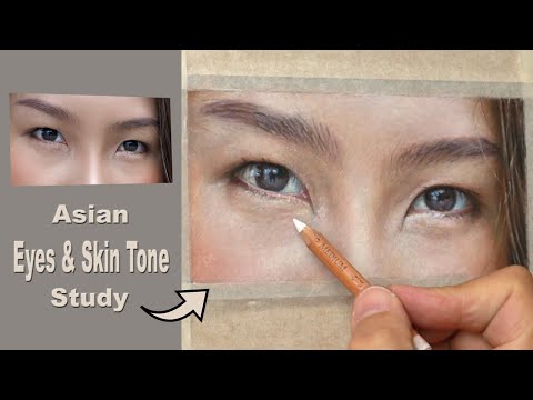 Pastel Pencil Tutorial ~ How to draw Realistic ASIAN EYES and SKIN TONE the easy way. narrated