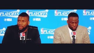 Draymond Green Froze during postgame interview game 2 nba playoffs