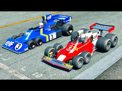 Ferrari F1 8 Wheels 1976 vs Tyrrell P34 6 Wheels at Laguna Seca