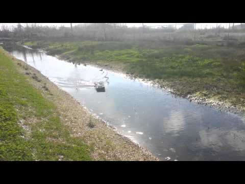 Twin engine rc airboat part 2 water test.