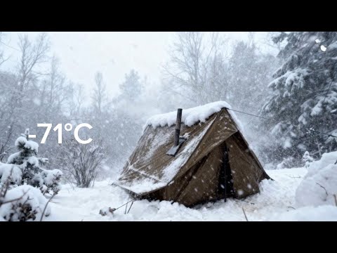 2 Days SOLO Hot Tent Winter Camping | Snowstorm Survival
