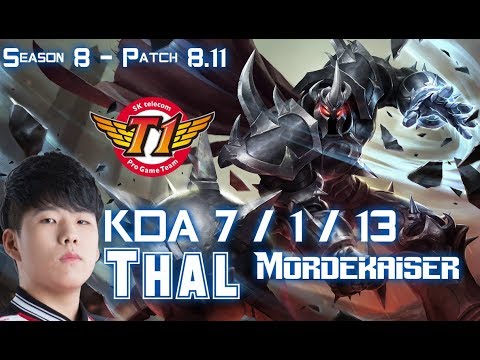 SKT T1 Thal MORDEKAISER vs YASUO ADC - Patch 8.11 KR Ranked