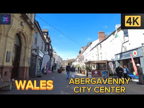 4K Walk UK Wales Abergavenny Town Center 2023