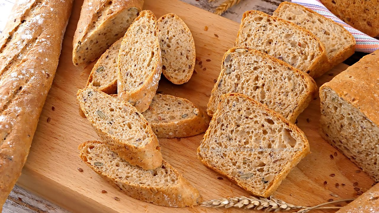 Хлеб из 100% цельнозерновой пшеничной муки с семенами в духовке