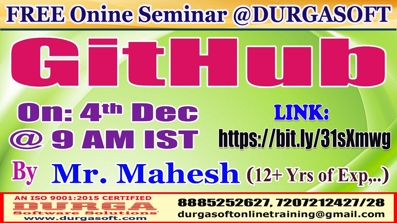 GitHub (FREE Seminar) Online Training @ DURGASOFT