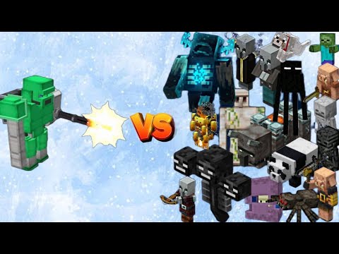 INSANE Minecraft Machine Gun Golem DESTROYS ALL Mobs!!