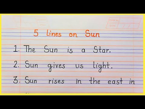 5 lines on sun in english | 5 lines on sun in english for class 1 | 5 lines on sun |few lines on sun