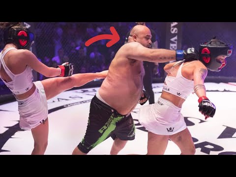 Man DESTROYS 2 Women At Once In Mixed MMA Fight