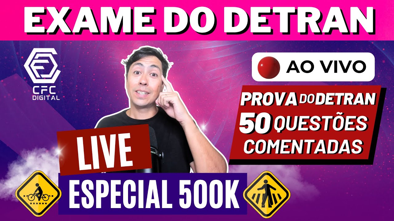 SIMULADO DETRAN 50 QUESTÕES COMENTADAS - ESPECIAL 500K [🔴LIVE 15h] [#15]