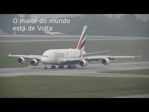 NO POUSO O GIGANTESCO A380 SECOU A PISTA DO AEROPORTO INTERNACIONAL DE GUARULHOS - SÃO PAULO