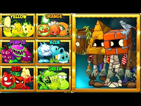 PvZ 2 Random Colorful Plant Team Vs Brickhead Zombie LEVEL 10 - Which Plant Team's Best?