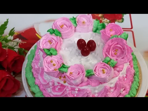 Eggless Strawberry Cake || Flower  cake || By Sai Kripa Cooking