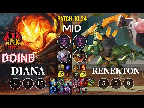 FPX Doinb Diana vs Renekton Mid - KR Patch 10.24