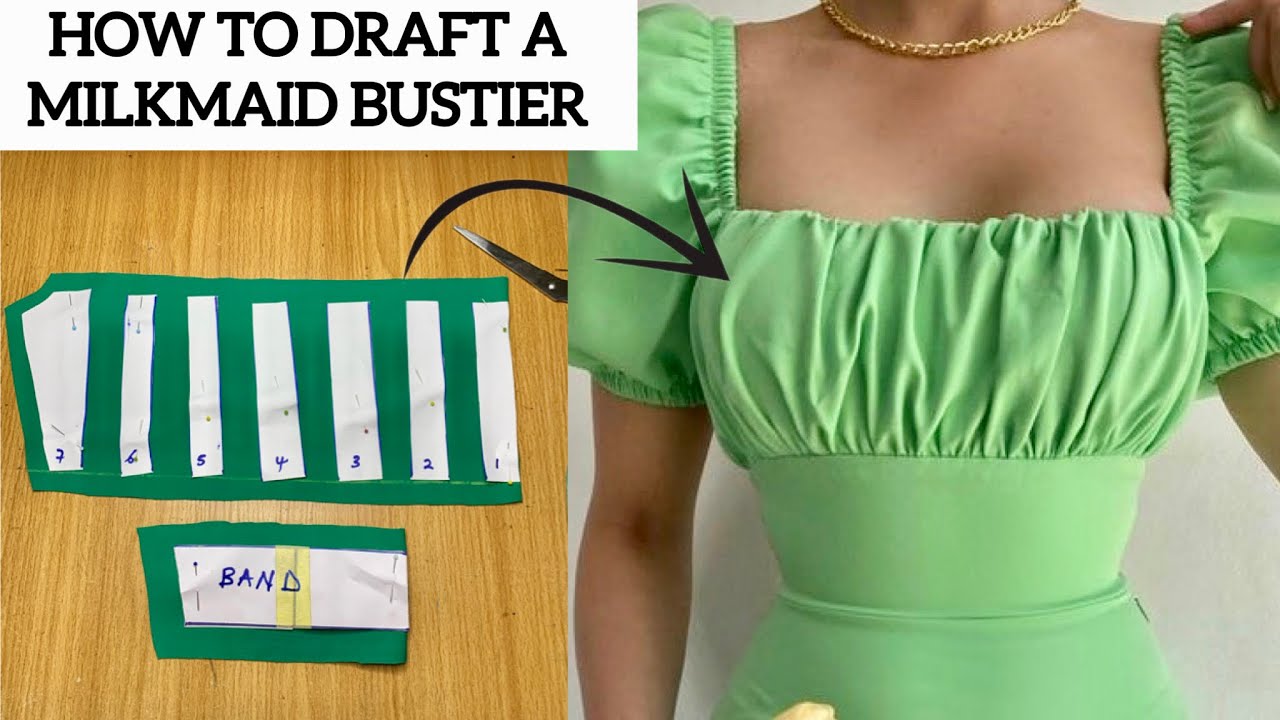 How to Draft a Straight Milkmaid Bustier pattern| Easy Pattern Drafting tutorial.