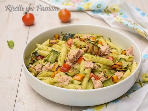 Insalata di pasta pesto e tonno con verdure grigliate - Ricette che Passione