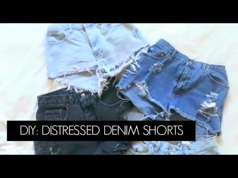 DIY: Thrifted Jeans Into Distressed High Waisted...