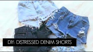 DIY: Thrifted Jeans Into Distressed High Waisted Shorts | Diana Quach