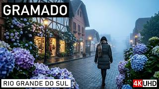 🇧🇷 GRAMADO — Um Dia Frio e o Clima Europeu Que Todos Procuram — Walking Tour 【 4K UHD 】