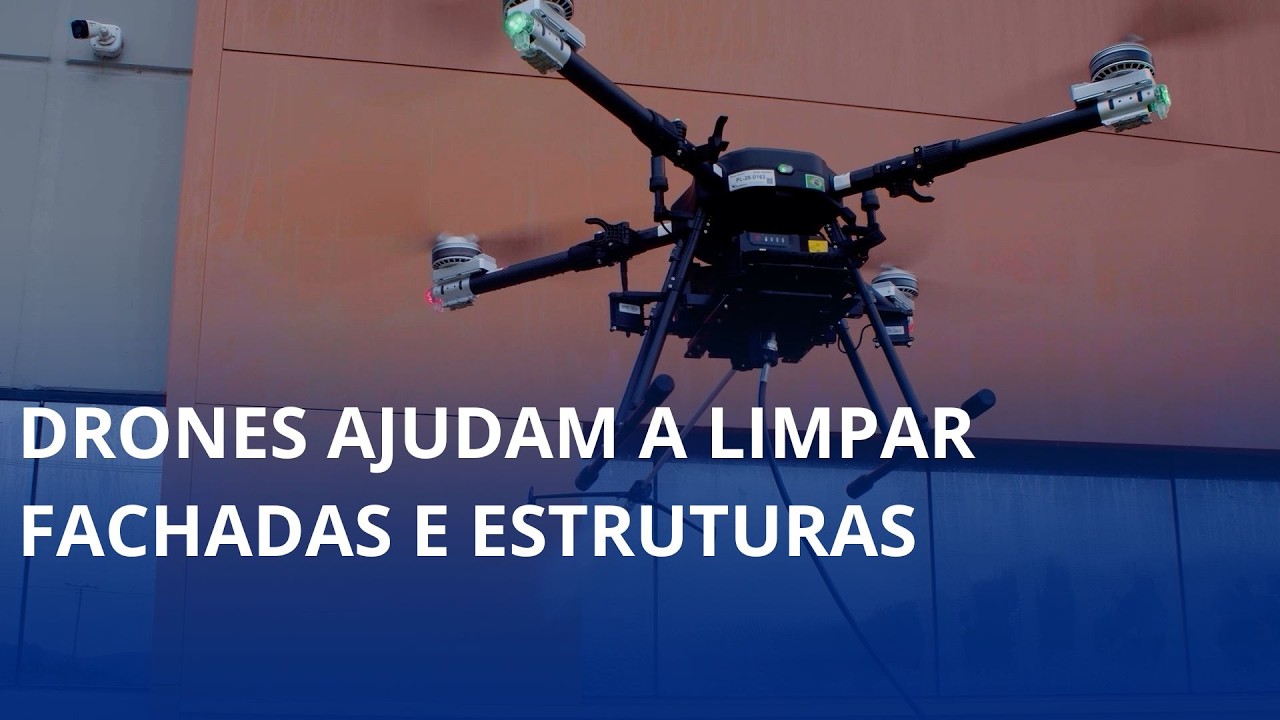 Drones ajudam a limpar fachadas e estruturas em grandes alturas