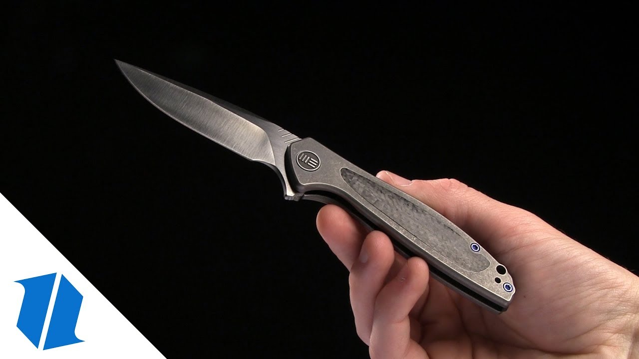 WE Knife Co. Wisp Frame Lock Knife Blue Ti/Carbon Fiber (3.2" Black) 805A